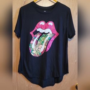 The Rolling Stones Lip Short Sleeve Black Shirt Women's XXL